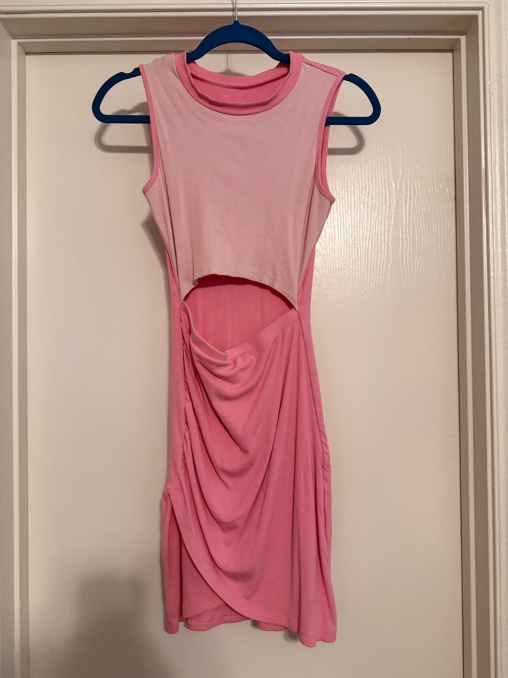 Sleeveless Pink Cutout Draped Mini Dress